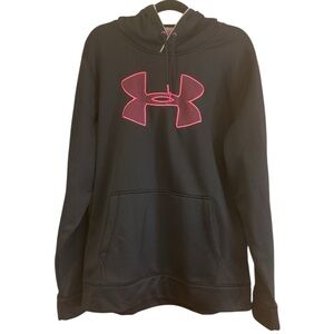 UNDER ARMOUR STORM MENS BLACK FLEECE LINED HOODIE PINK ACCENTS - XL
